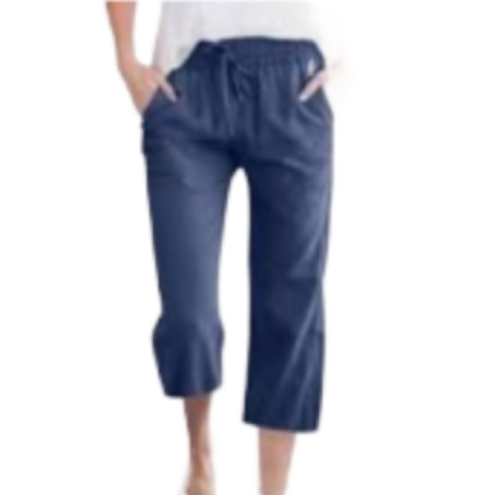 NWT Kim Rogers Dark Wash Pull-on Capris Size Petite Large
